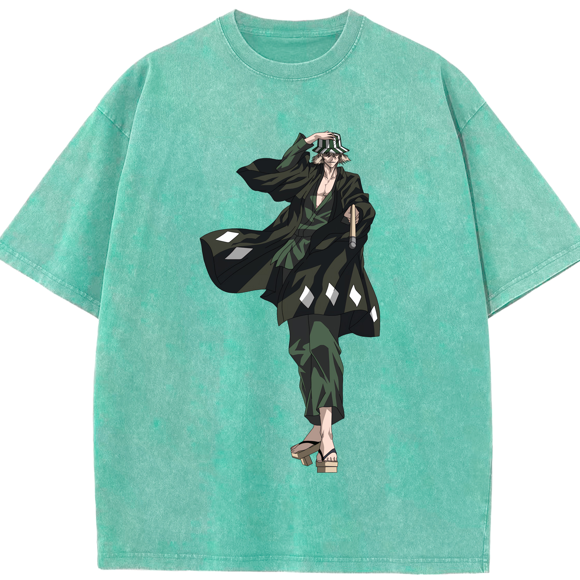 （画像用） "ブリーチ 浦原 喜助（うらはら きすけ） BLEACH Urahara Kisuke " 綿100% ヴィンテージ風 半袖Tシャツ（フロントプリント）